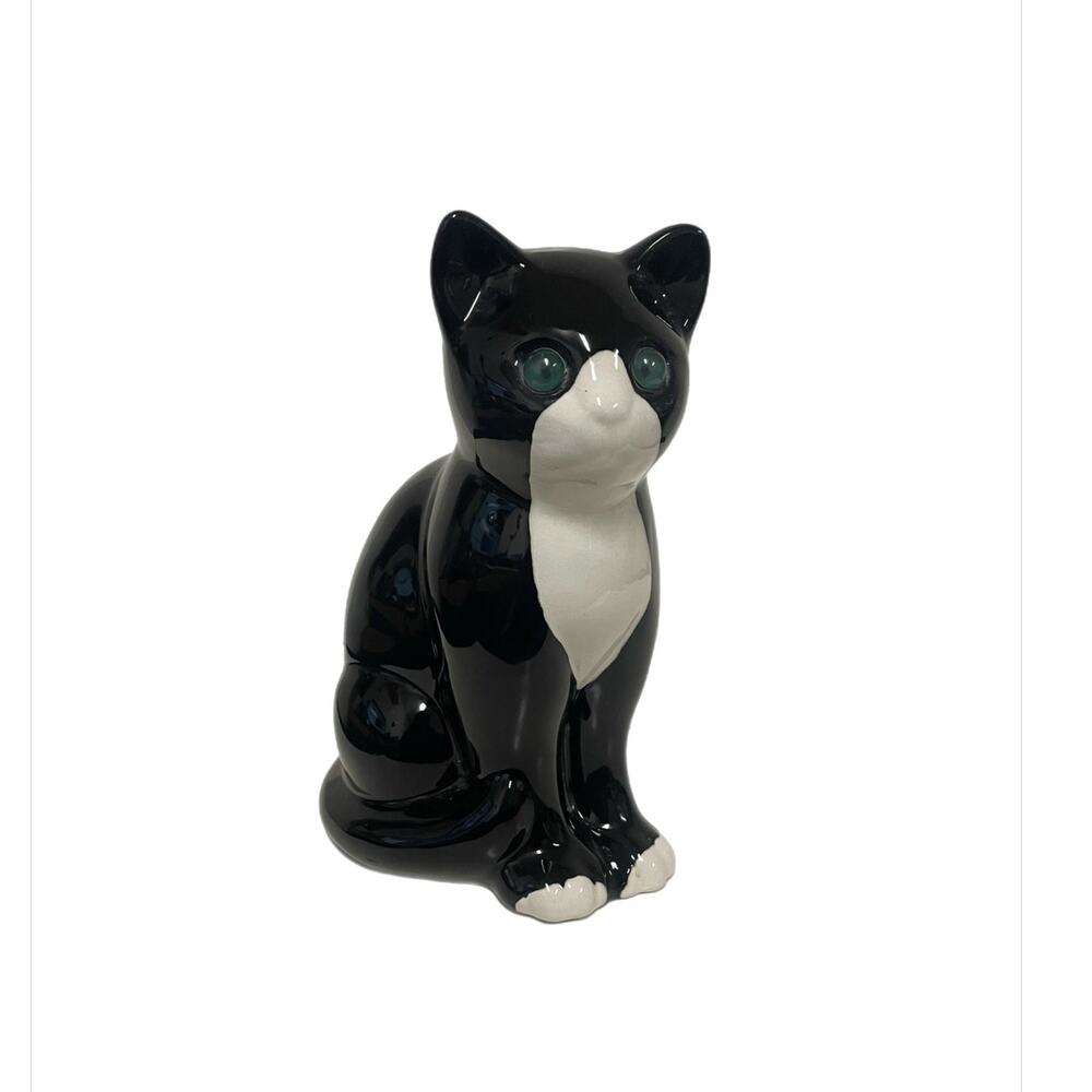Vintage Elpa Alcobaça Portugal Ceramic Tuxedo Cat Figurine 8.5" Hand Painted